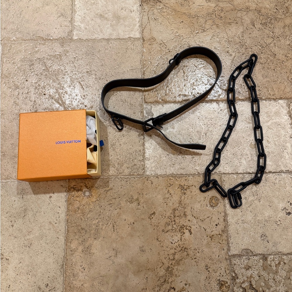 Louis Vuitton Black Belt with Chain Accent
